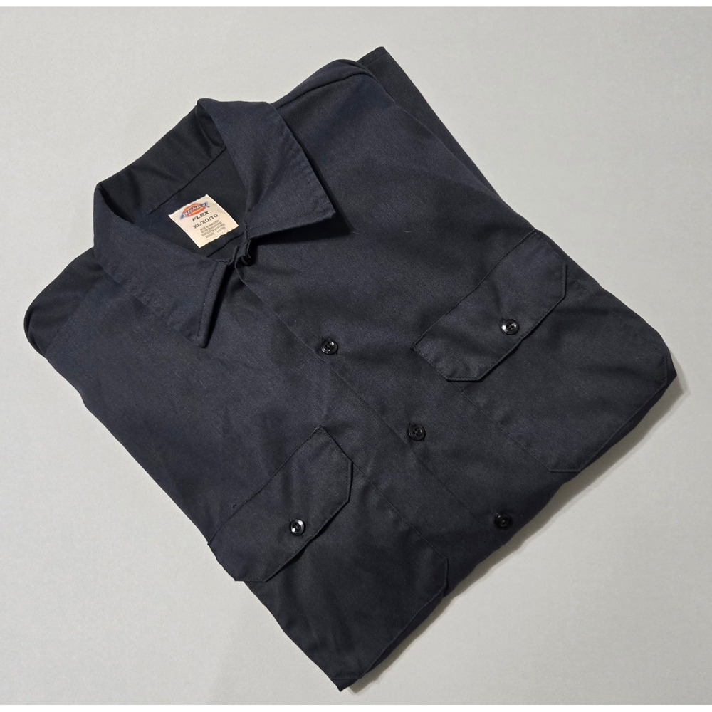 Dickies Flex Long Sleeve Work Shirt Mens XL Black Button